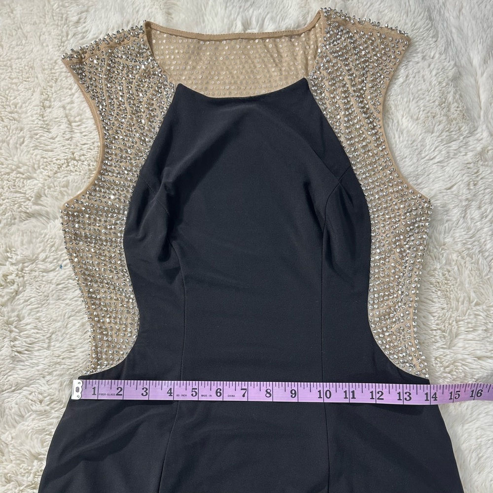 XSCAPE Caviar Beaded Rhinestone Mesh Illusion Panel Jersey Formal Gown Prom 6 - Picture 9 of 12